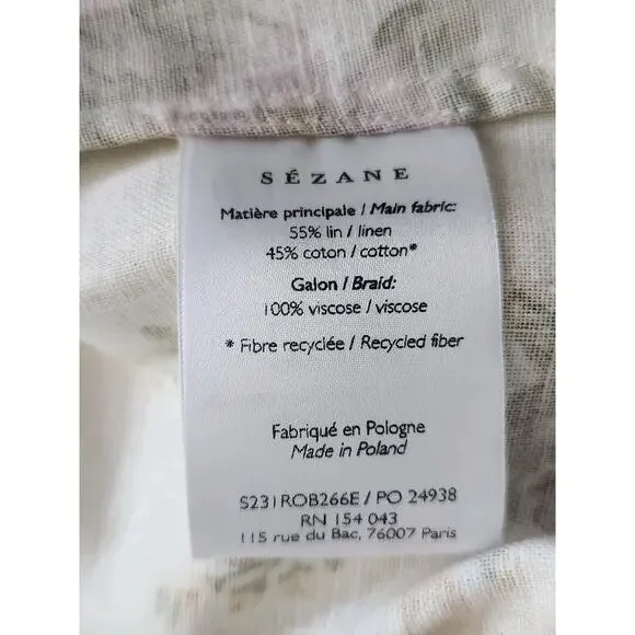 Nwt Sézane Jiana Ella Floral Linen Blend Puff Sleeves Open Back Midi Dress US 10 - Picture 11 of 12